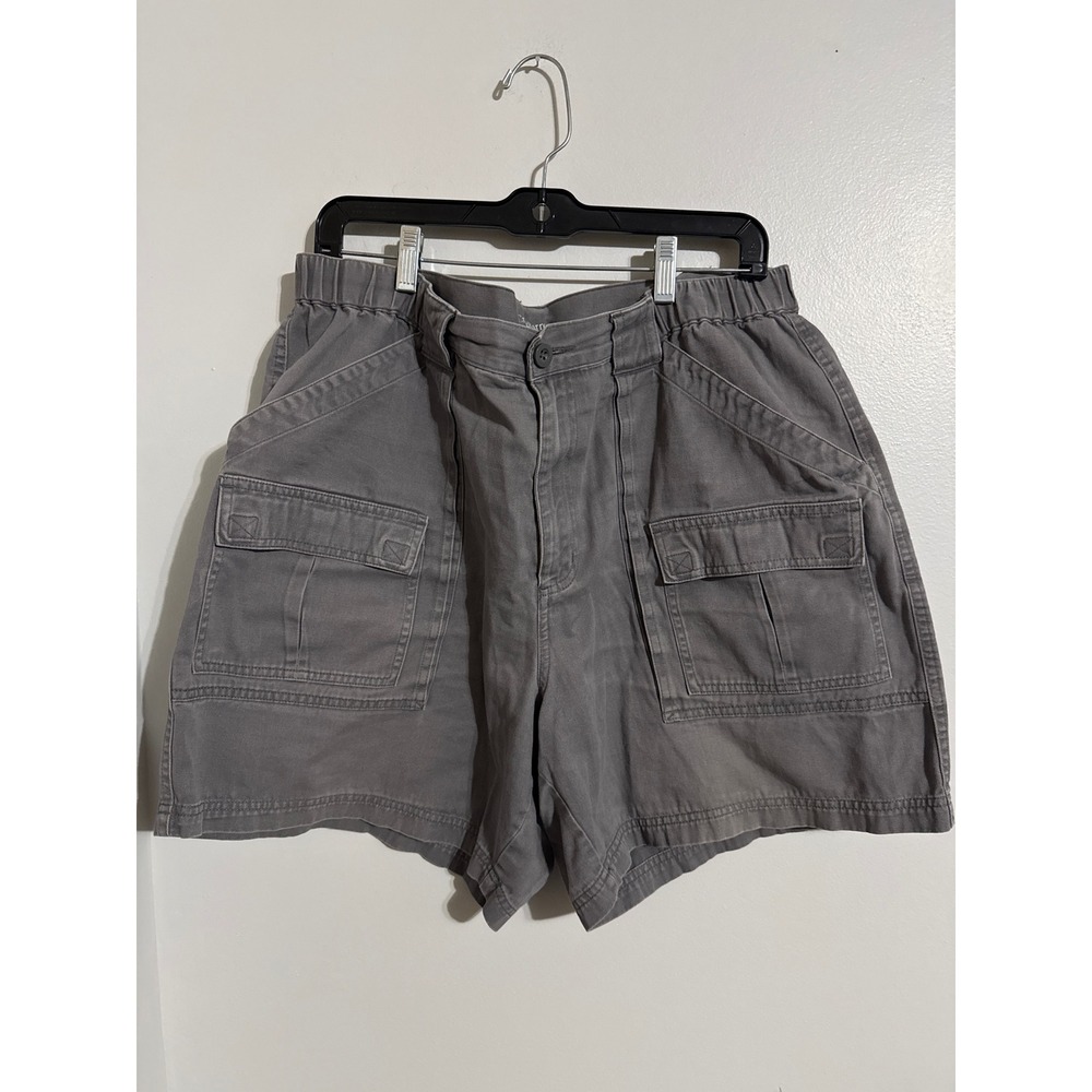 Croft & Barrow Mens Gray Cargo Shorts Size 38 Elastic Waist Cotton Twill Casual